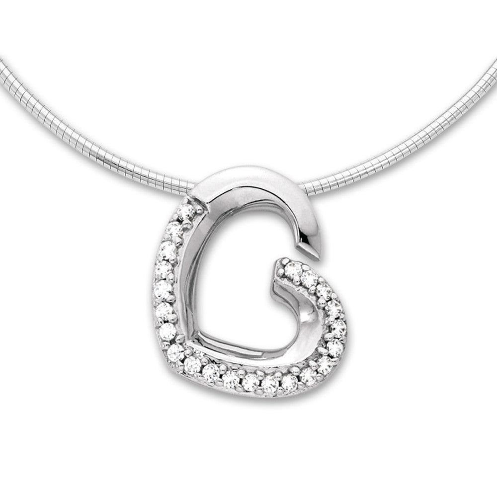Ciondolo Oro bianco 750/18 carati Zirconia Cuore
