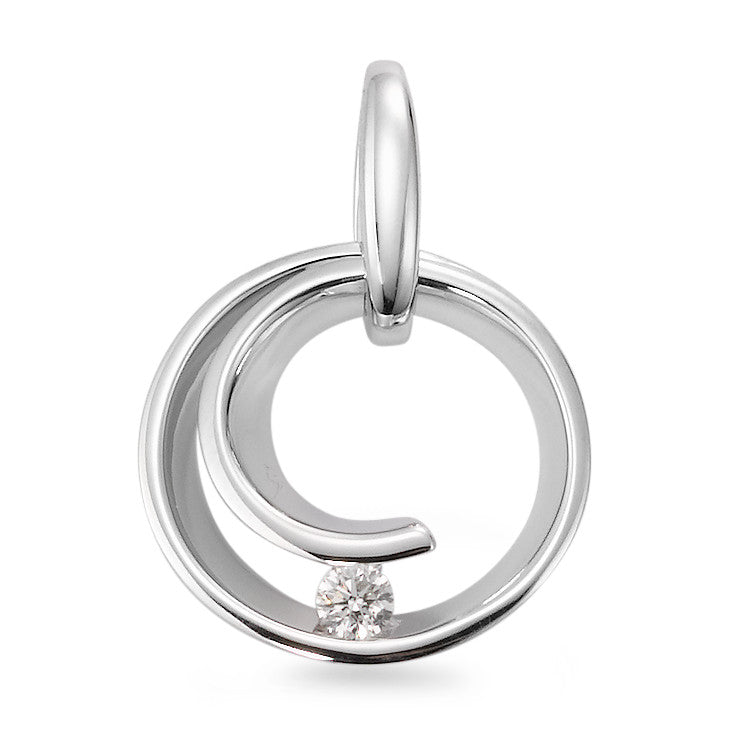 Pendentif Or blanc 18K Diamant blanc, 0.05 ct, brillant, w-si Ø15 mm