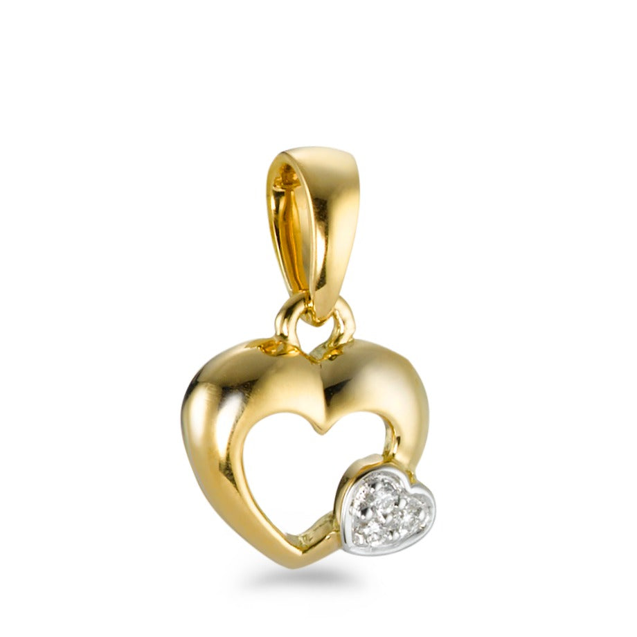 Pendentif Or jaune 18K Diamant ct, Pierres, w-si Coeur Ø9