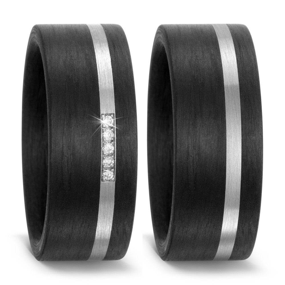 Fingerring Carbon, Titan Diamanten 0.025 ct, w-si