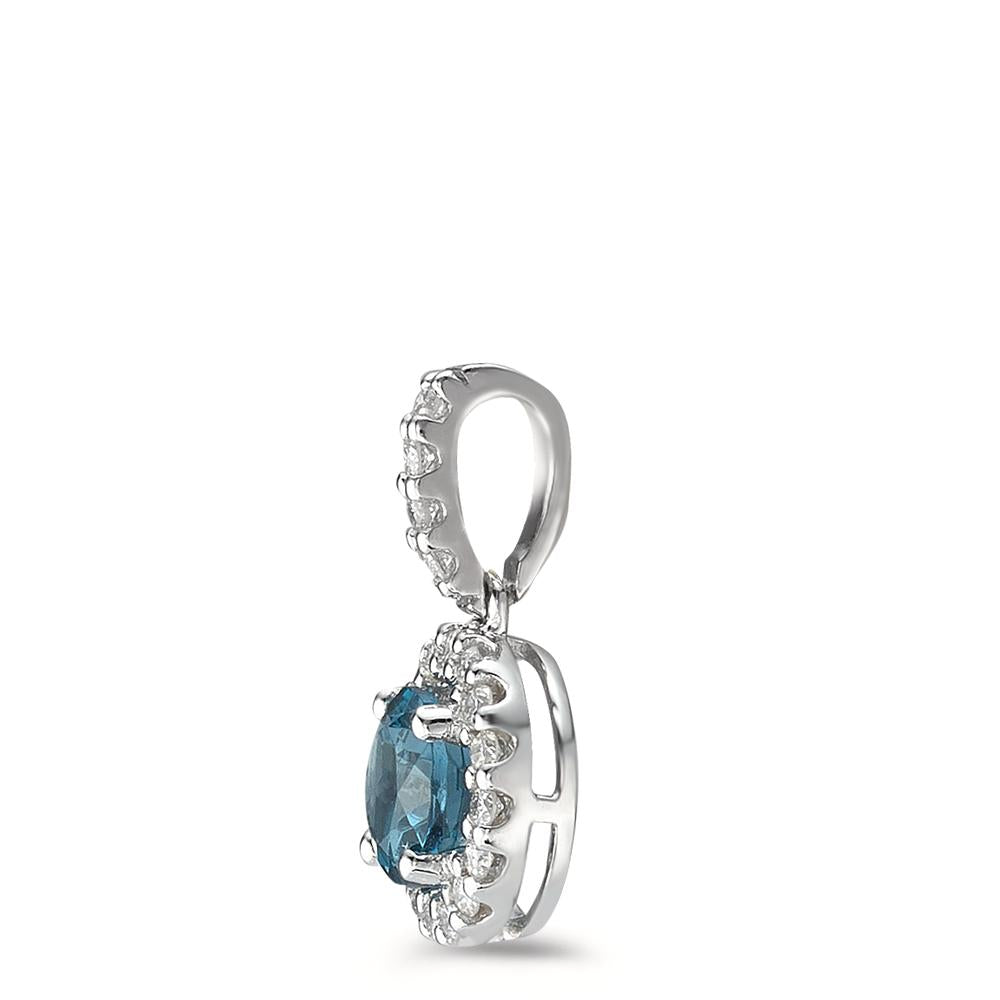 Anhänger 750/18 K Weissgold London Blue Topas, Diamanten 0.12 ct