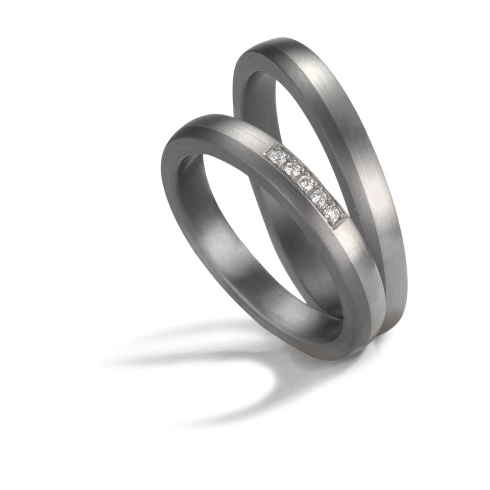 Alliance Tantale 999, Platine 950 Diamant 0.035 ct, 5 Pierres, w-si