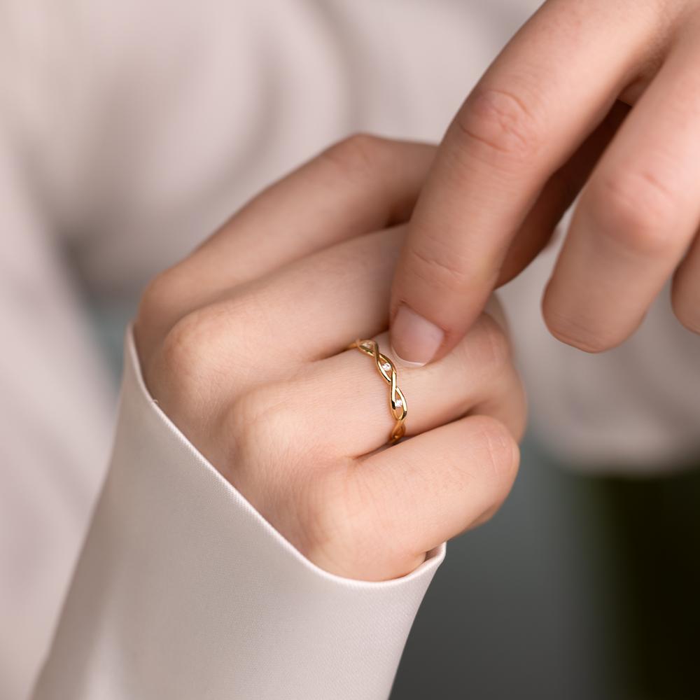 Bague Or jaune 9K Zircone 4 Pierres