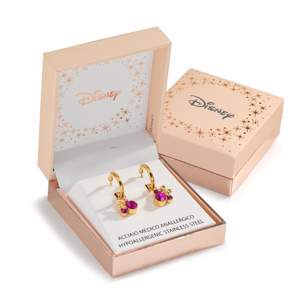 Orecchini a cerchio Acciaio inossidabile Zirconia rosa giallo rivestimento IP