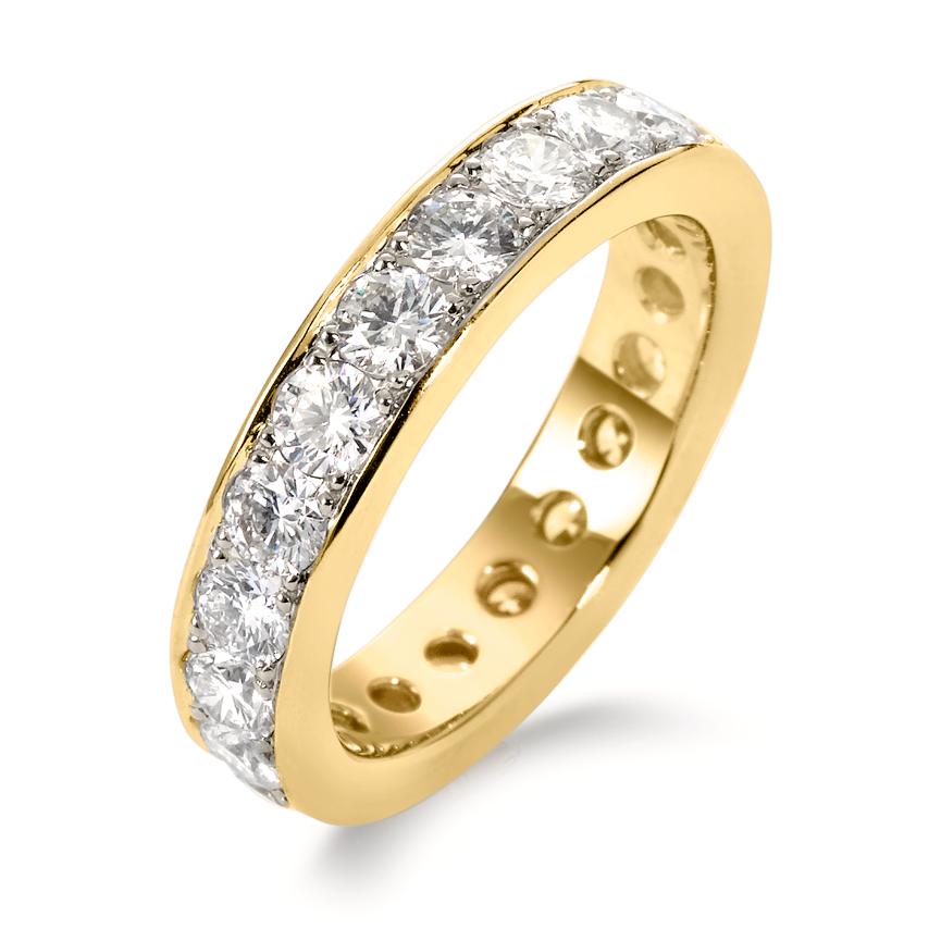 Memory Ring 750/18 K Gelbgold Diamant 2.22 ct, 21 Steine, Brillantschliff, w-si