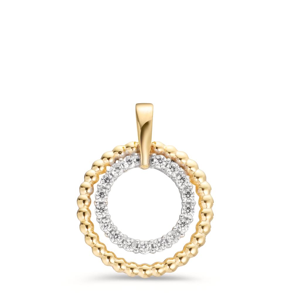 Pendentif Or jaune 9K Zircone 17 Pierres Ø15.5 mm