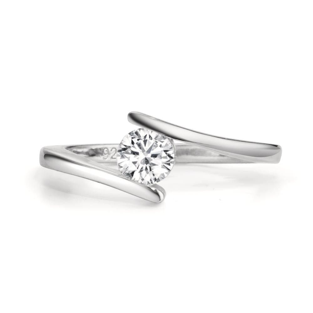 Fingerring Silber Zirkonia rhodiniert