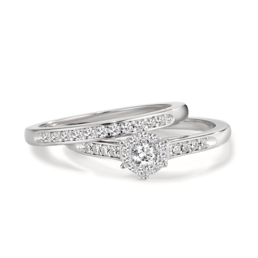 Fingerring Silber Zirkonia rhodiniert