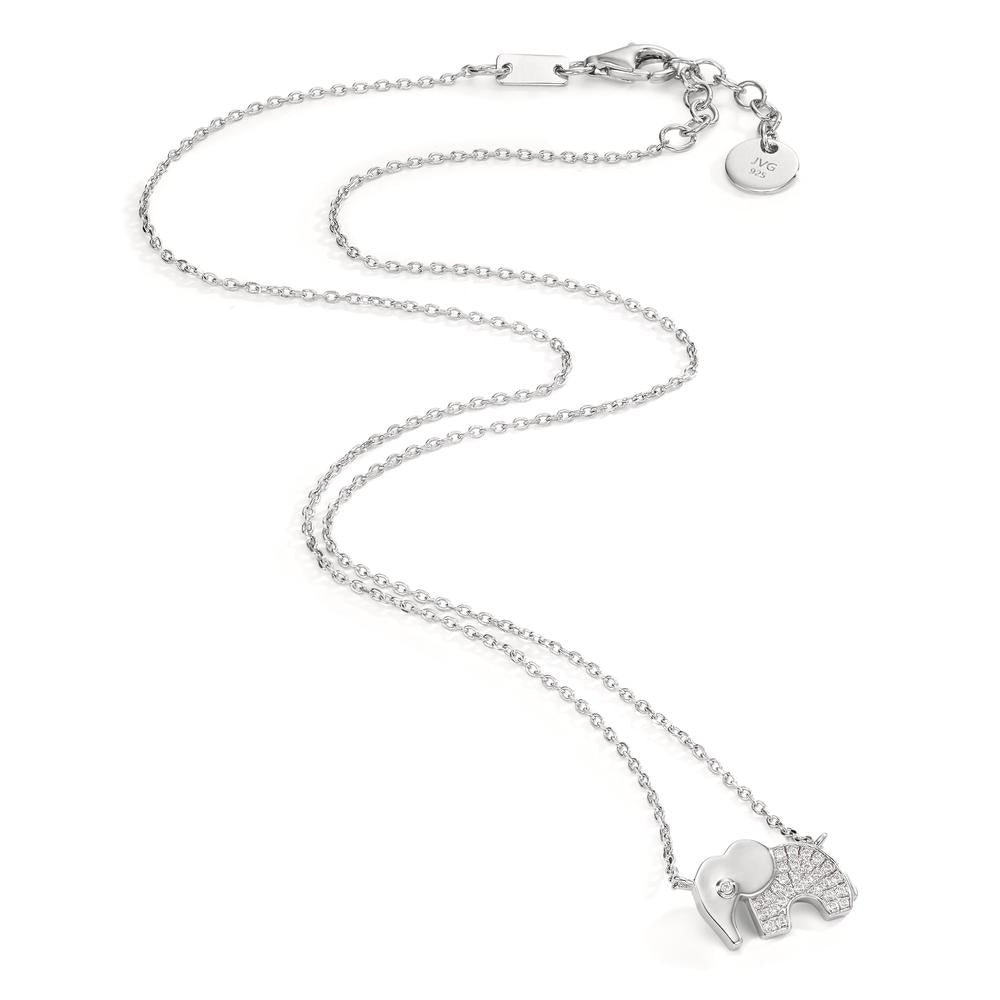 Collana Argento Zirconia rodiato Elefante 40-43 cm