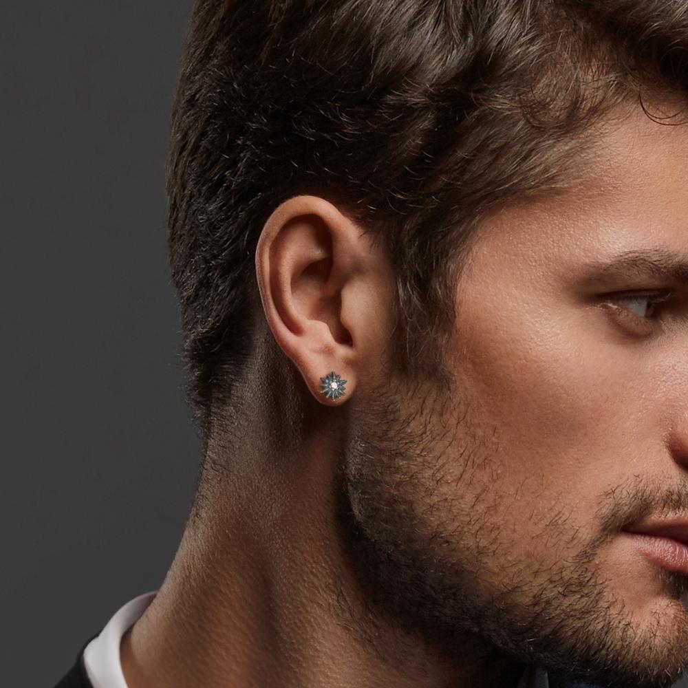 Clous d'oreille à l'unité Argent Patinée Edelweiss Ø7 mm