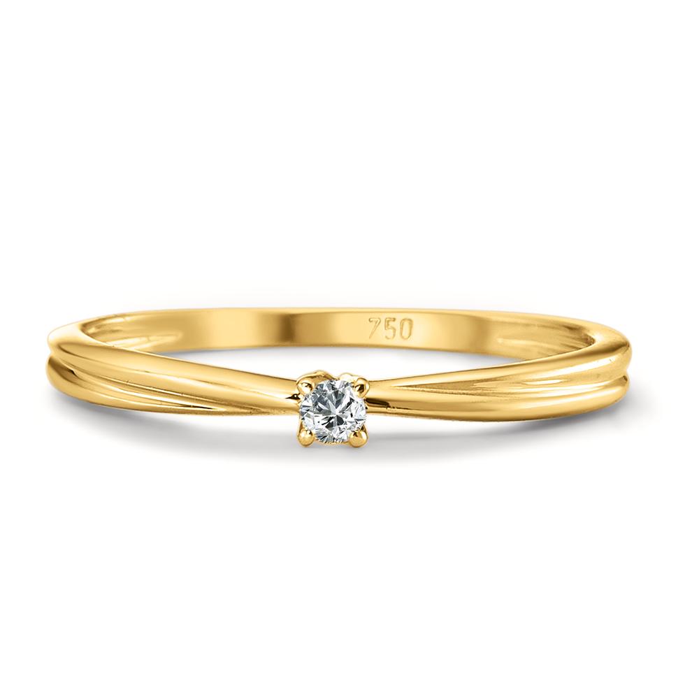 Bague solitaire Or jaune 18K Diamant 0.03 ct, w-si