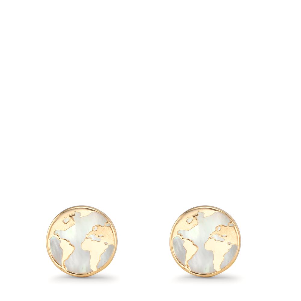 Clous d'oreilles Or jaune 18K nacre Globe Ø8 mm