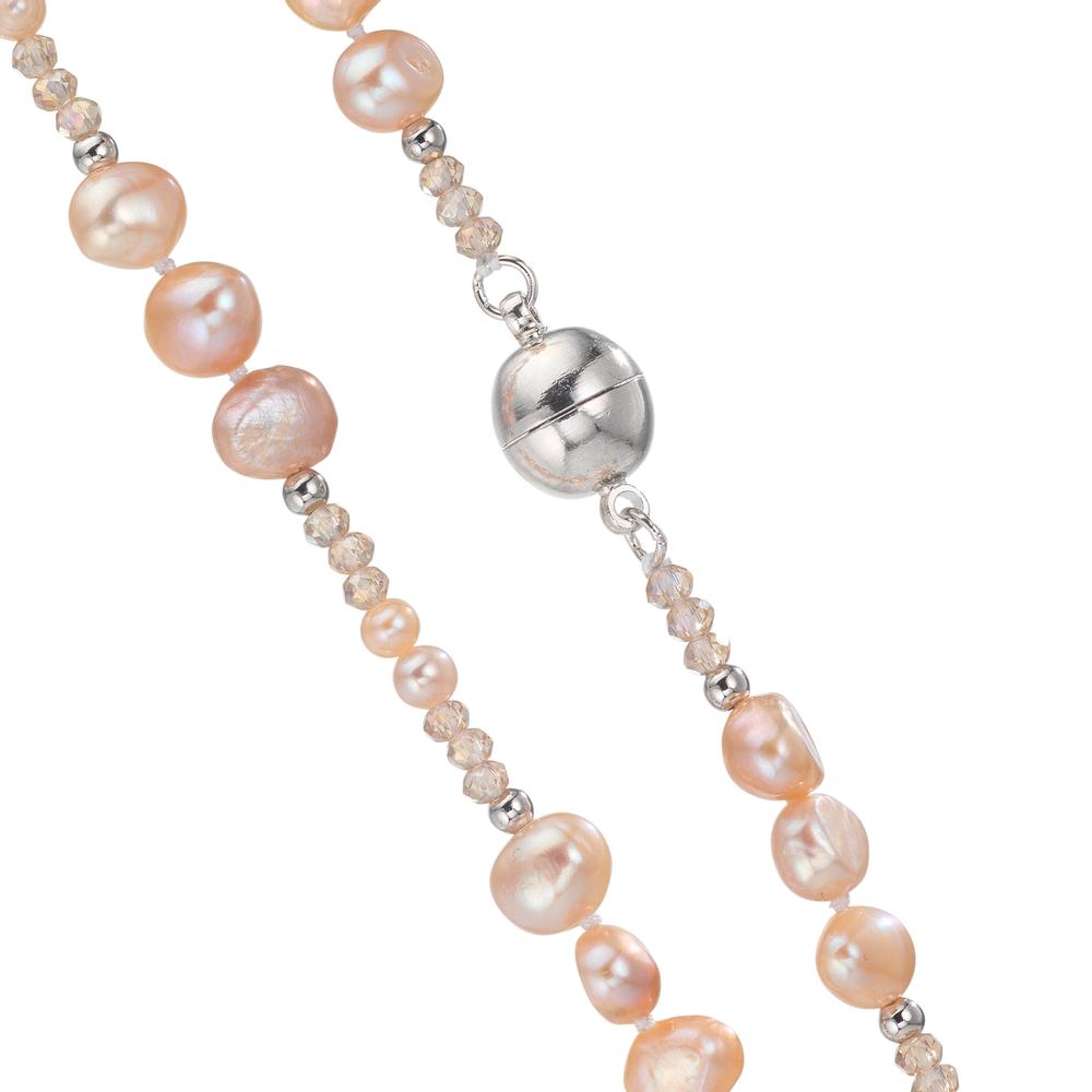 Collier Edelstahl Kristall rosa Süsswasserzuchtperlen rosa 90 cm