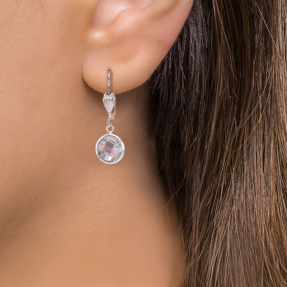 Orecchini Anti allergico Zirconia bianco, 2 pietra, 8 mm