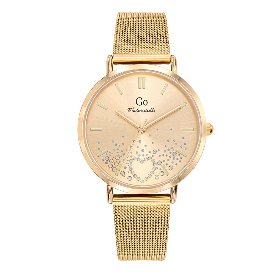 Montre Acier inoxydable, Métal Cristal jaune PVD Coeur Ø34 mm