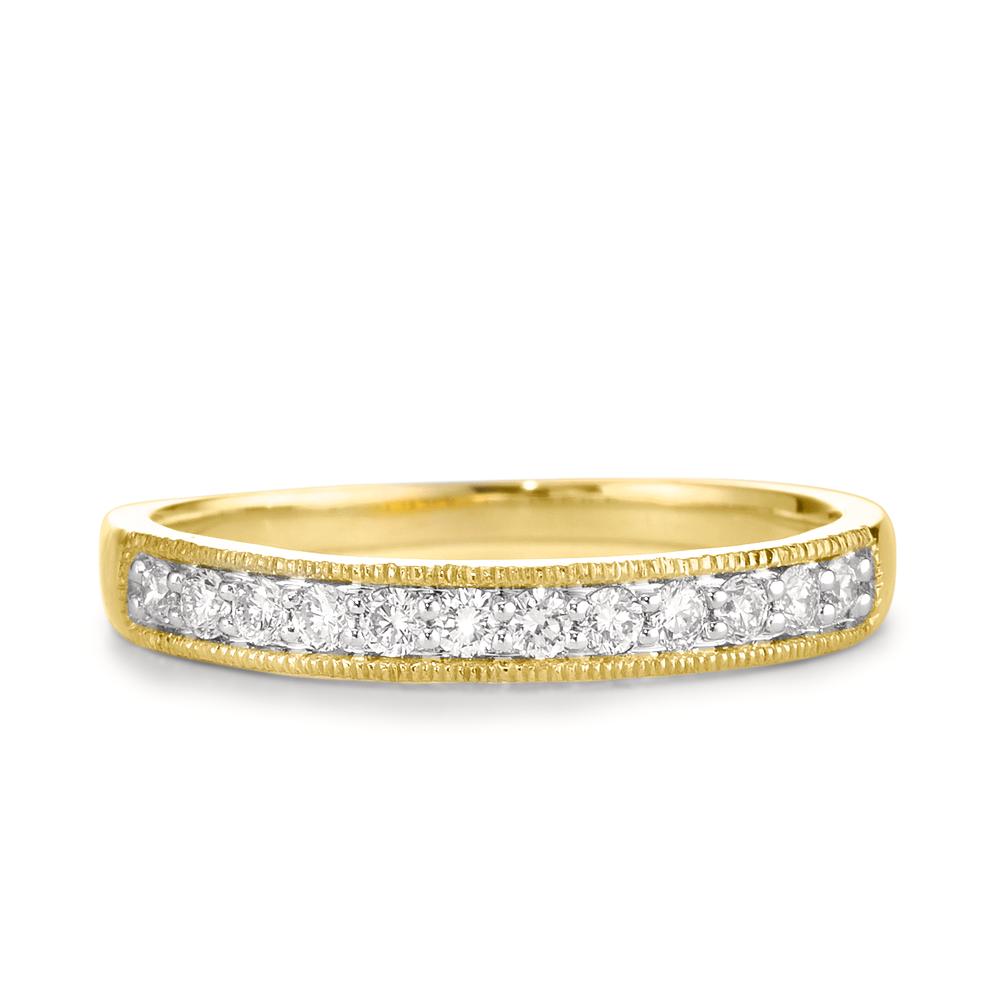 Memory Ring 750/18 K Gelbgold Diamant 0.25 ct, 12 Steine, w-pi3