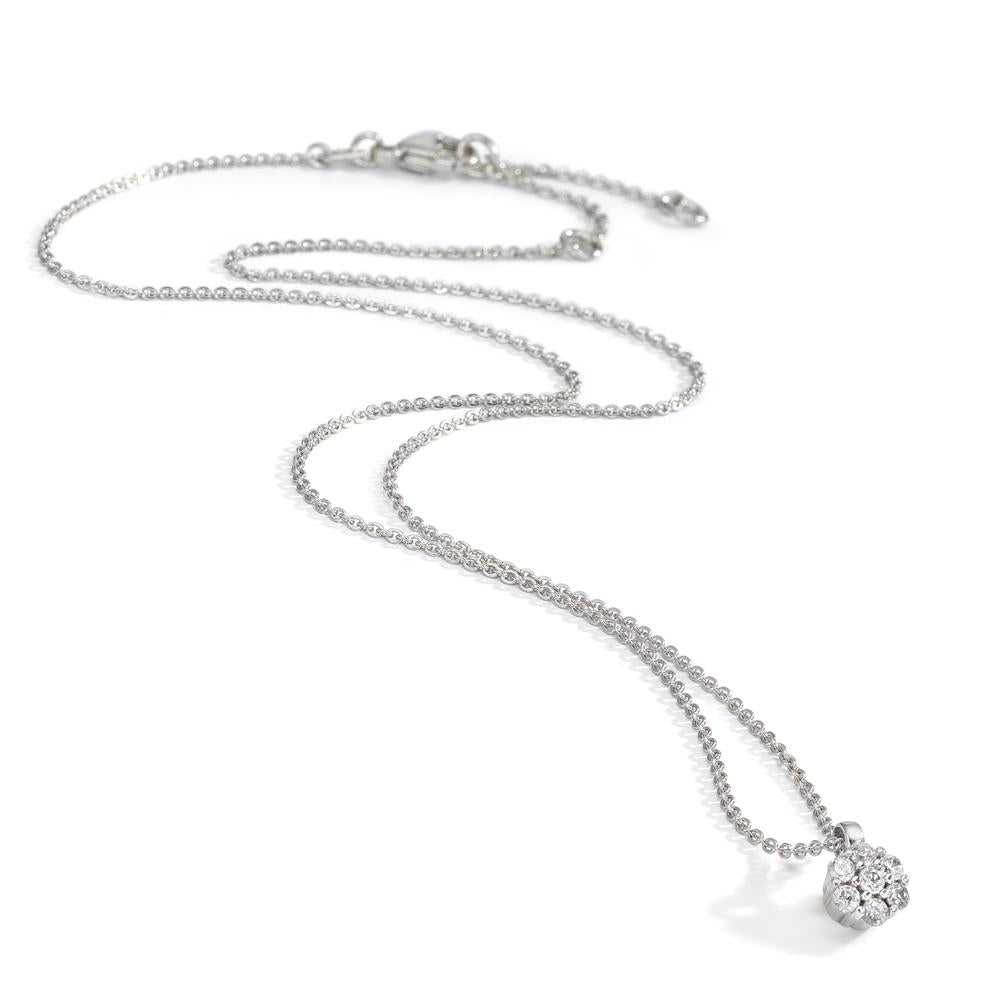 Collier Silber Zirkonia 7 Steine rhodiniert Blume 38 cm