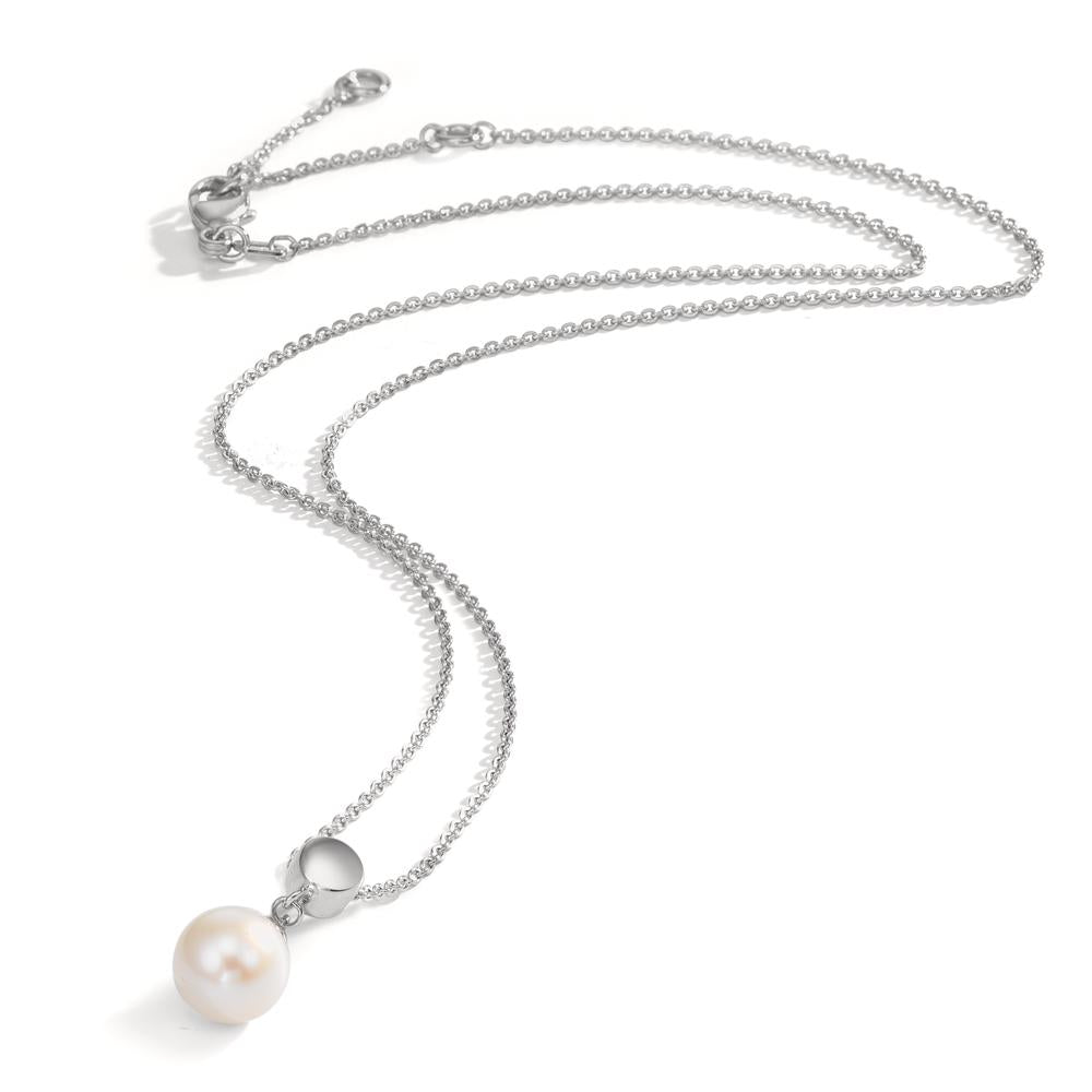 Collana Argento rodiato Perla coltivata d'acqua dolce 7.5-8 mm 38-42 cm