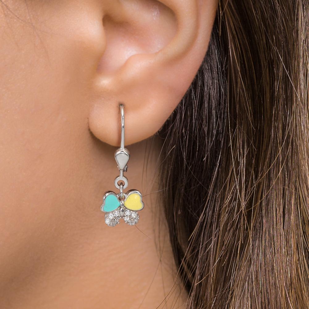 Orecchini Argento Zirconia 20 pietra rodiato Farfalla