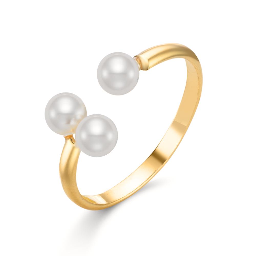 Anello Argento giallo dorato [shining Pearls], Perla, mm