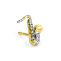 Ohrstecker 1 Stk 750/18 K Gelbgold Saxophon
