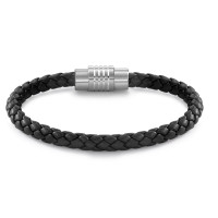 DYKON Leder Armband schwarz mit TeNo Safe Lock Verschluss, 21 cm