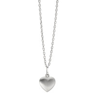 Halskette mit Anhänger Silber rhodiniert Herz 36-38 cm verstellbar Ø9 mm
