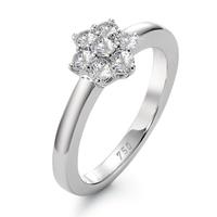 Solitär Ring 750/18 K Weissgold Diamant weiss, 0.50 ct, 7 Steine, Brillantschliff, w-si