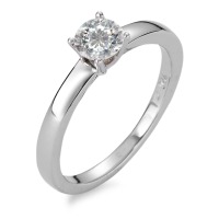 Solitär Ring 750/18 K Weissgold Diamant weiss, 0.50 ct, Brillantschliff, w-si, IGI