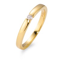 Solitär Ring 750/18 K Gelbgold Diamant weiss, 0.05 ct, Brillantschliff, w-si