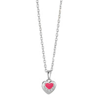 Halskette mit Anhänger Silber Zirkonia 5 Steine lackiert Herz 36-38 cm verstellbar Ø8 mm