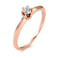 Solitär Ring 585/14 K Rosegold Diamant 0.15 ct, w-si