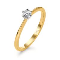 Solitär Ring 750/18 K Gelbgold, 750/18 K Weissgold Diamant 0.15 ct, w-si