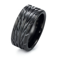 Fingerring Edelstahl mit Reifenprofil PVD schwarz