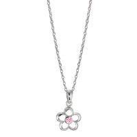 Halskette mit Anhänger Silber Zirkonia rosa rhodiniert Blume 36-38 cm verstellbar Ø11 mm