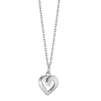 Halskette mit Anhänger Silber rhodiniert Herz 40-42 cm verstellbar Ø11 mm