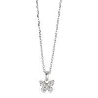 Halskette mit Anhänger Silber Zirkonia 14 Steine rhodiniert Schmetterling 36-38 cm verstellbar