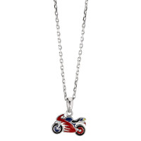 Halskette mit Anhänger Silber rhodiniert Motorrad 38-40 cm verstellbar
