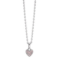 Halskette mit Anhänger Silber Zirkonia rosa rhodiniert Herz 38-40 cm verstellbar Ø7 mm