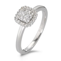 Fingerring 750/18 K Weissgold Diamant weiss, 0.25 ct, 29 Steine, Brillantschliff, w-si