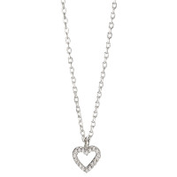 Halskette mit Anhänger Silber Zirkonia 18 Steine rhodiniert Herz 36-40 cm verstellbar