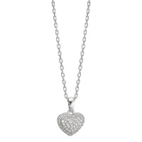 Halskette mit Anhänger Silber Zirkonia rhodiniert Herz 38-40 cm verstellbar