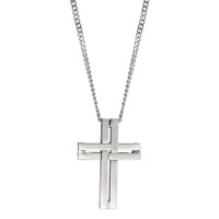 Halskette mit Anhänger Edelstahl Kreuz 55 cm