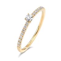 Solitär Ring 750/18 K Gelbgold Diamant 0.25 ct, 17 Steine, w-si
