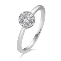 Solitär Ring 750/18 K Weissgold Diamant 0.15 ct, 13 Steine, w-si
