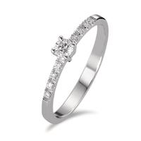 Solitär Ring 750/18 K Weissgold Diamant 0.14 ct, 9 Steine, w-si-590788