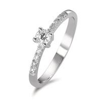 Solitär Ring 750/18 K Weissgold Diamant 0.19 ct, 9 Steine, w-si-590789