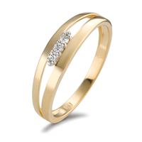Fingerring 750/18 K Gelbgold Diamant 0.05 ct, 3 Steine, Brillantschliff, w-si