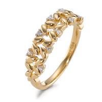 Fingerring 750/18 K Gelbgold Diamant 0.05 ct, 9 Steine, Brillantschliff, w-si bicolor