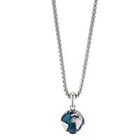 Halskette mit Anhänger Edelstahl blau IP beschichtet Weltkugel 80 cm
